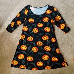 Halloween Pumpkin Print Dress Womans XL